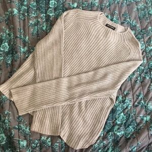 American Apparel gray cable knit mock neck sweater